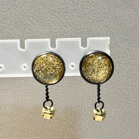 Gold Glitter Earrings - Picture 1 of 1